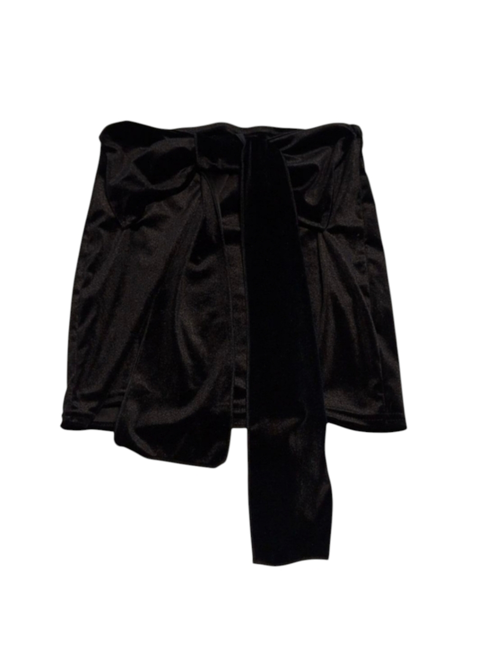 PrettyLittleThing Black Velvet Bow Detail Mini Skirt US4/UK8